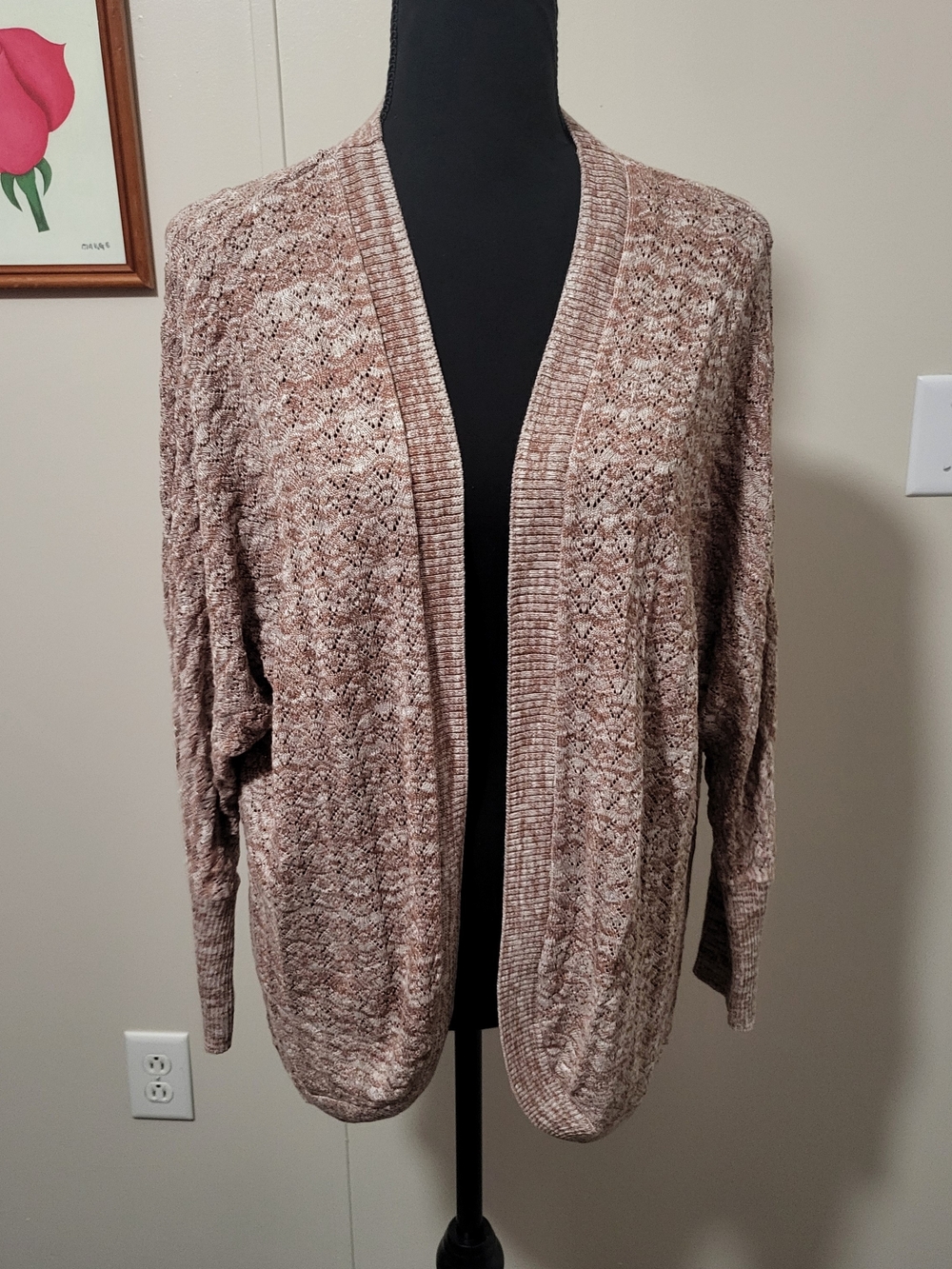 Maurices Open-Front Knit Cardigan in Mauve Tan Blend